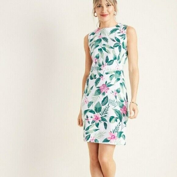 🔥 3/$15 🔥Old Navy Sleeveless Sheath Dress Tropical Summer Vacation Resort M - Picture 1 of 6